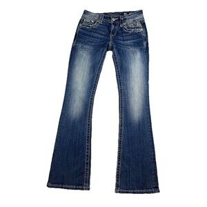 Miss Me Jeans Womens 26 Signature Boot Bootcut Embroidered Bling Pocket Y2K Logo